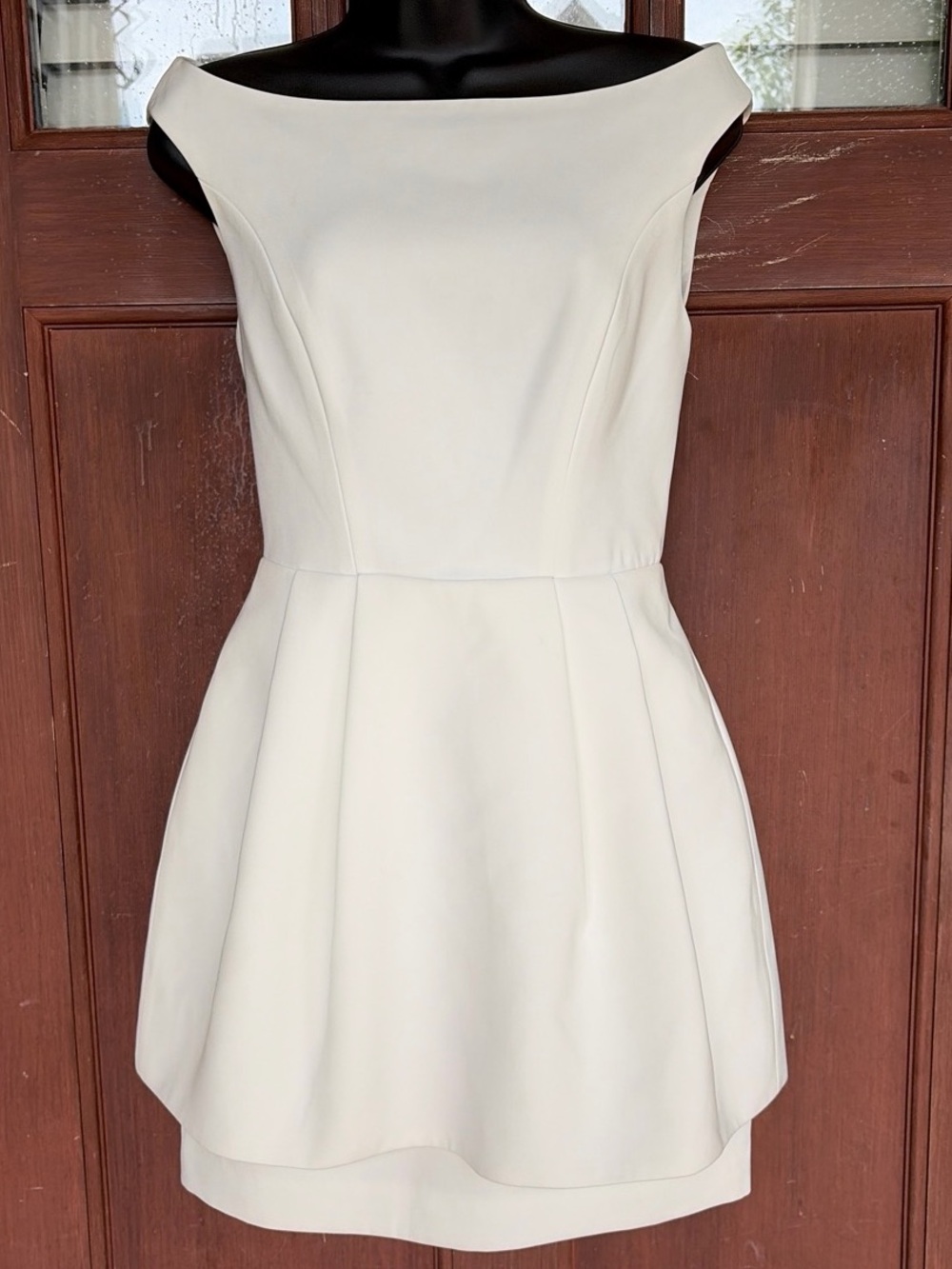 Elegant Off-White Boatneck Fit & Flare Dress